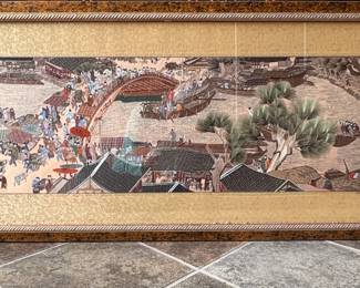 Silk embroidery from the Chinese painting, 'Along the River During the Qingming Festival'.  Very large piece