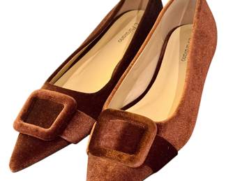 C.Paravano Brown Velvet Pointed Toe Flats Size 40.5