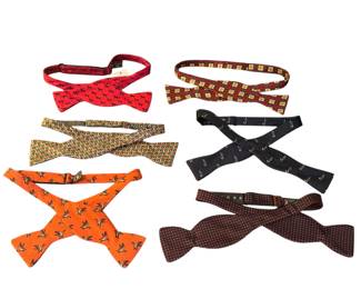 Set of 6 Designer Silk Bow Ties by Robert Talbott, Barneys New York, and Hanauer