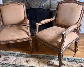  Pair of Kreiss Louis XIV-style Leather Armchairs