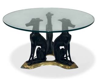 Art Deco Bronze Greyhound Dog Table
