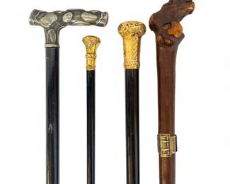 Collection of Vintage Canes, 14k Gold & Sterling Silver
