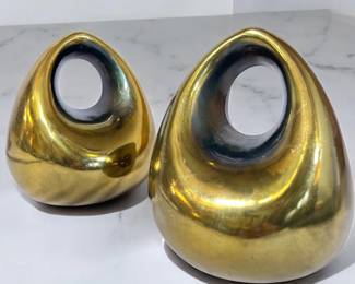 BEN SEIBEL Mid Century Brass Orb Bookends
