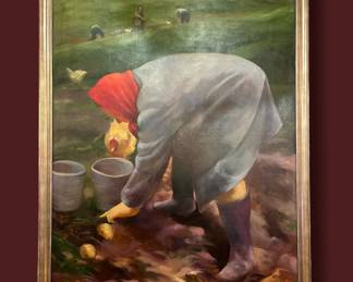 Wall Size ROSEMARIE ADCOCK OEHLER Oil Painting of Potato Farmer
