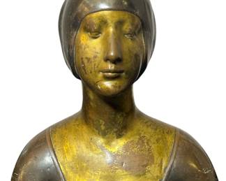 After MINO DE FIESOLE, "Duchess of Urbino" Bronze Bust Sculpture, POMPEIAN BRONZE CO.
