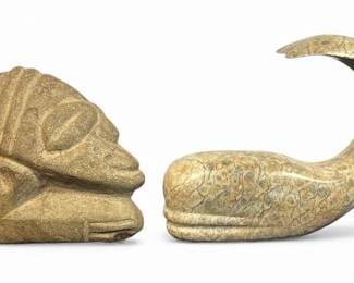 Two Carved Stone Sculptures, Inuit and South American
