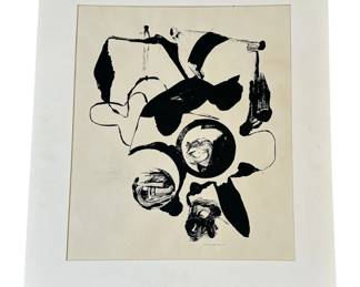 Mid Century Abstract Ink on Paper Signed
