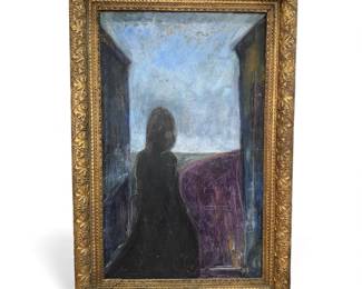 Substantial Ominous Oil Painting, Figure by a Window

