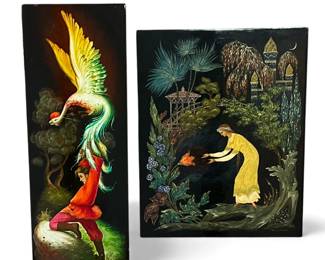 Two Fedoskino Russian Lacquer Plaques
