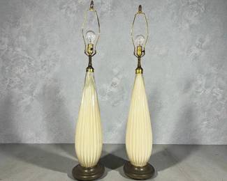 A Pair of Mid Century MURANO Glass Lamps
