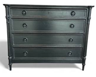 Painted Black Traditional American Chest of Drawers
