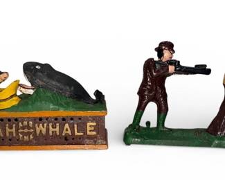 Two Vintage Cast Iron Mechanical Banks
