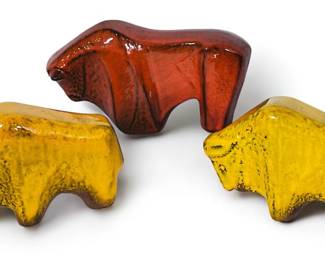 Three Modernist West Germany Bull Sculptures, BAY KERAMIK
