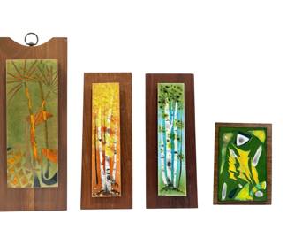 Four Mid Century Ceramic Wall Plaque Paintings, ANDERSON

