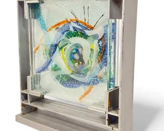 Post Modern A. A. BADI Framed Glass Art
