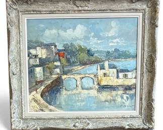 "Le Pont Saint Goustan" Painting, P. DURANT

