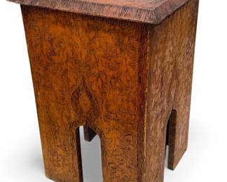 An Arts & Crafts Folk Art Pyrography Table
