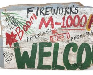 Vintage M-1000 Firework Advertising Sign
