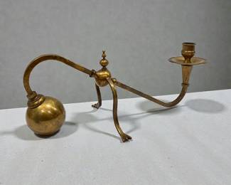 An Early American Brass Cantilever Candlestick Holder
