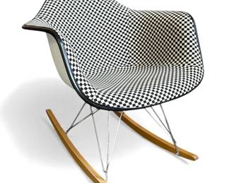CHARLES & RAY EAMES "RAR" Rocking Chair, ALEXANDER GIRARD Check Fabric
