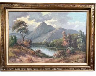 Impressionist Landscape Scene Painting, L. Watts
