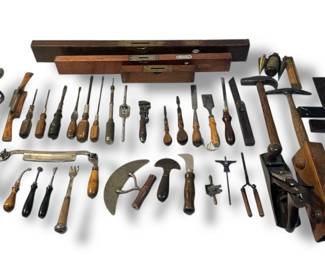 Collection of Antique Woodworking and Leathersmith Tools
