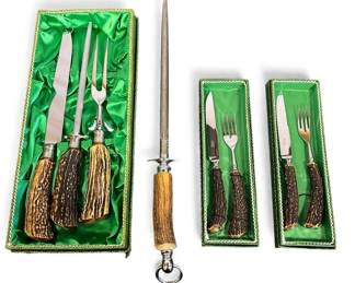 Collection of Anton Wingen Othello Antler Handled Flatware
