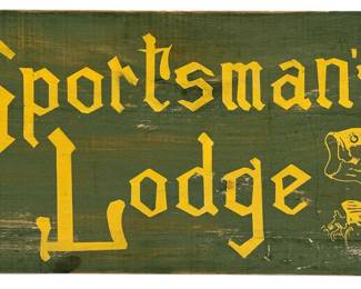 Vintage "Sportsman's Lodge" Fishing Advertising Sign
