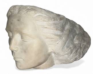 Substantial Carved Marble Sculpture Woman, LEFKOVITZ
