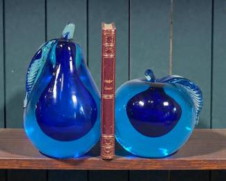 Two MURANO SOMMERSO Art Glass Fruit Bookends
