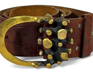 Modernist Brass Spore Leather Belt, JACK BOYD
