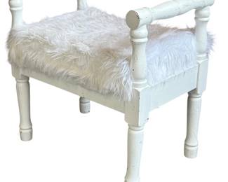 Faux Fur French Vanity Stool
