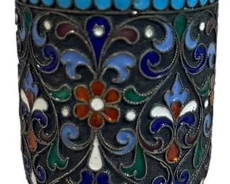 A Russian Silver Enameled Beaker
