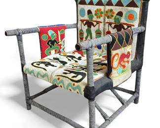 African Yoruba Beaded Throne Chair
