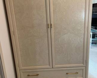 63 ThomasvilleWhiteWoodArmoireCabinetwithBrassHardware