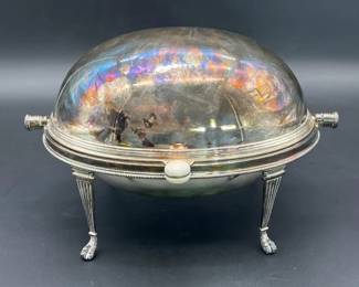 37 WilliamHuttonSonsSilverPlateRollTopServerwithTrayInsert