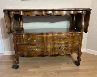 2 ThomasvilleFrenchProvincialLouisXVDropLeafPecanBuffetTable