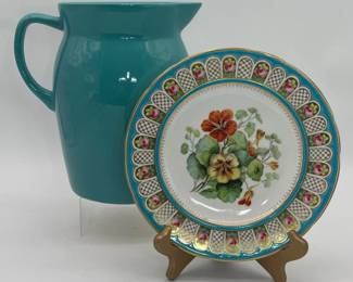 4 TurquoiseGaetanoPotteryPitcherMintonPlateforIMagninStores