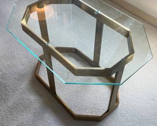 33 BrassandGlassTopOctagonAccenttable
