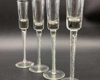 19 Setof4MidCenturyBohemiaGlassCrystalexAirTwistCordials