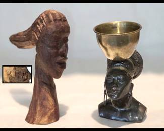 2 African Busts One Marked King