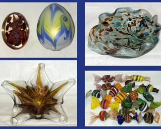 Lucite Vandermark Egg,  Murano Bowls and Glass Candy