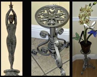 Statue, Old Stand Powder Coated and Faux Orchid