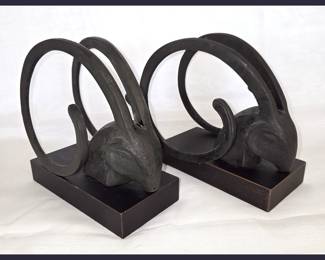 Stylish Mid Century Modern Ibex/Antelope Bookends