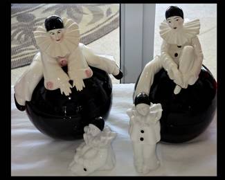 Taste Setter by Sigma Black and White Harlequin Clown Lidded Boxes