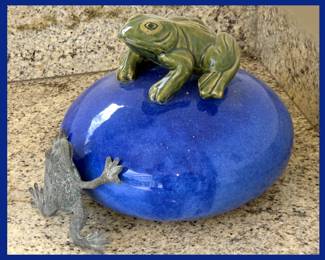 Ceramic and Metal Frogs
