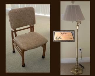 Cool Folding Teak Chair and Stiffel Floor Lamp