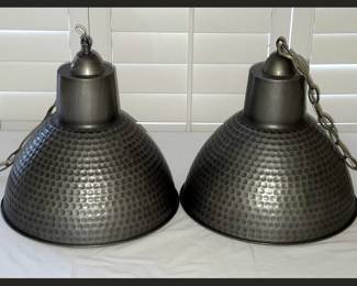 Pair of Industrial Style Hanging Lamps Like New
