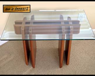 Beautiful Teak Glass Top Table Made In Denmark