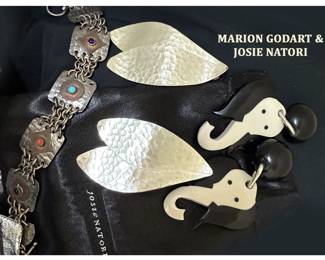 Marion Godart Elephant Earrings and Josie Natori Statement Earrings